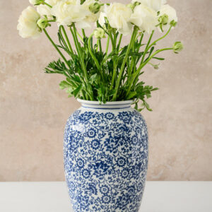 11in Tall Qing Dynasty Blue Floral Ceramic Vase