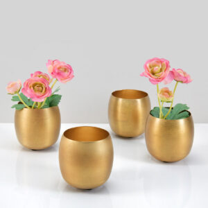 3.5in Wide Mini Gold Steel Bowls Set of 4
