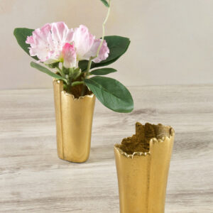 5in Tall Gold Aluminum Mini Vase Set of 2