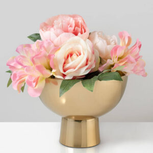 7in Wide Gold Pedestal Stainless Steel Centerpiece Bowl